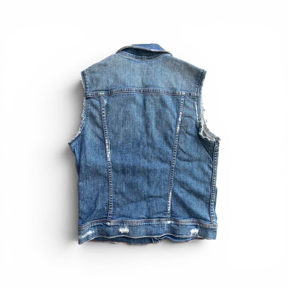 Mother Jeans Sleeveless Distressed The Bruiser Denim Vest - Picture 2 of 6